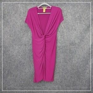 Catherine Malandrino Dress Women S Pink‎ Ruched Surplice Cocktail Party Bodycon